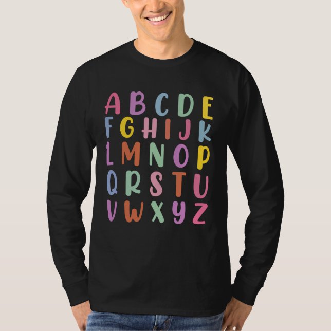 Alphabet Back To School Pre K Kindergarten Teacher T Shirt (Framsida)