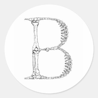 Alphabet Bone Brev B Runt Klistermärke