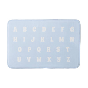 Alphabet Brev Abc mönster ljusblå vita barn Badrumsmatta