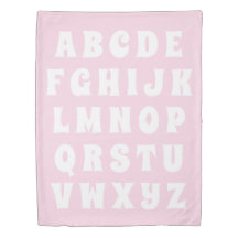 Alphabet Brev Abc mönster rosa vit reversibel