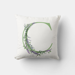 Alphabet brev C monogram Lavender Eucalyptus Kudde