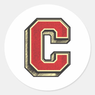 Alphabet Brev ✪ C ✪ Vintage stil Runt Klistermärke