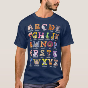 Alphabet Brev Cat Hund Ferret Hamster Parrot T Shirt