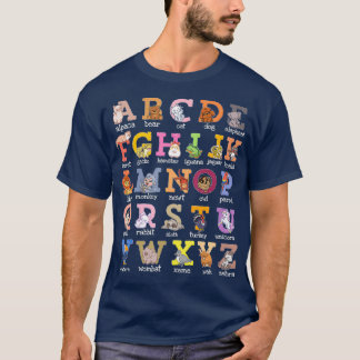 Alphabet Brev Cat Hund Ferret Hamster Parrot T Shirt