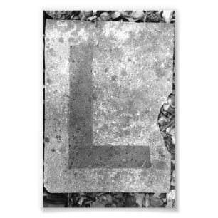 Alphabet Brev L Fotography Black & White Fototryck