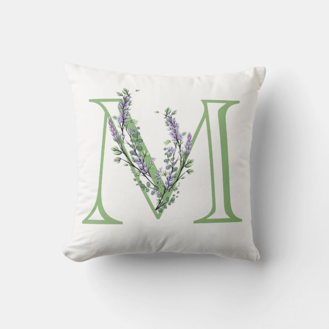 Alphabet brev M Lavender Eucalyptus Kudde (Framsida)