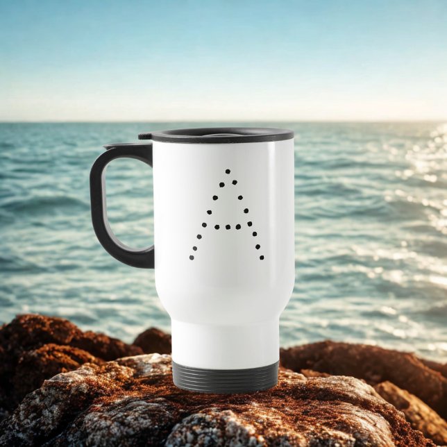 Alphabet Brev Modern Monogram-Resemugg Resemugg (Your initial in a polka dot style font on this travel mug)