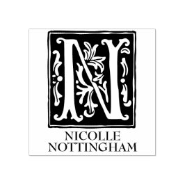 Alphabet Brev N Monogrammed ornamental Stämpel