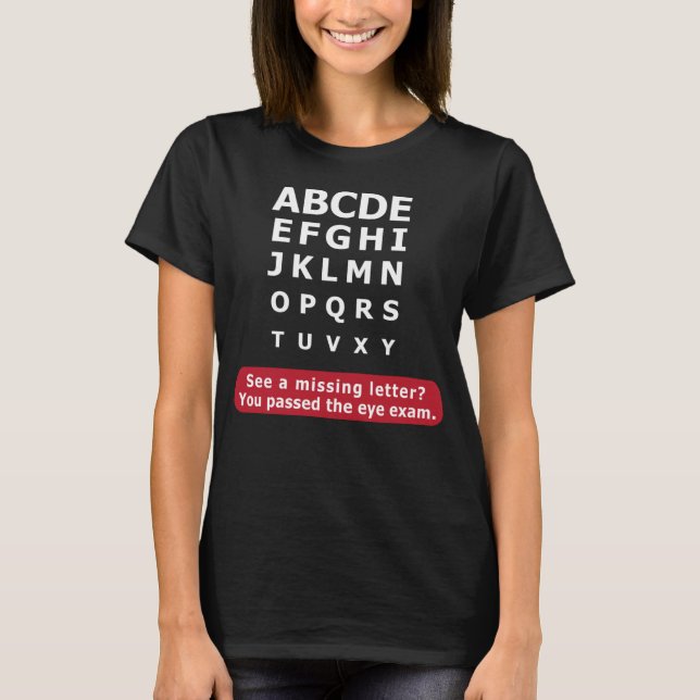 Alphabet brev och optiker t shirt (Framsida)