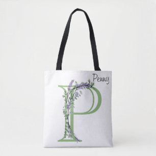 Alphabet brev P Lavender Eucalyptus monogram Tygkasse