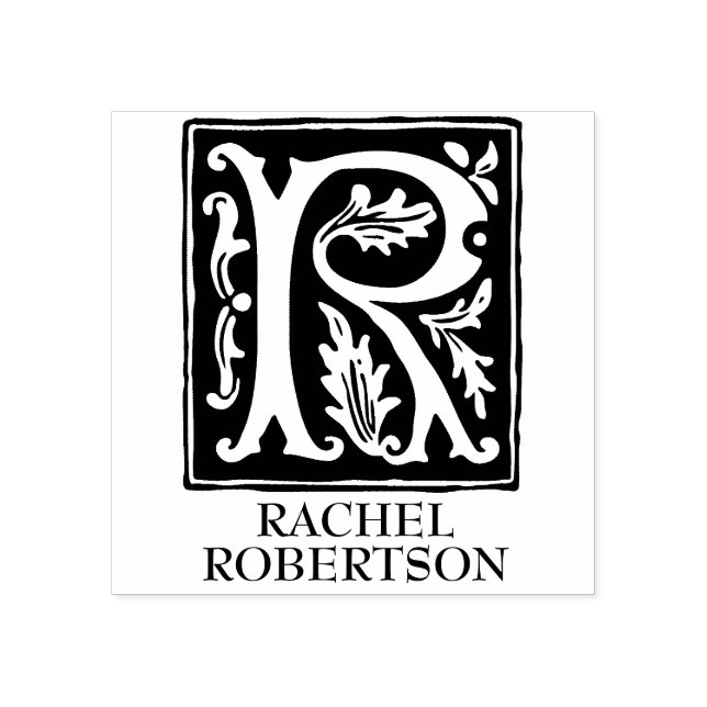 Alphabet Brev R Monogramme Stämpel (Tryck)