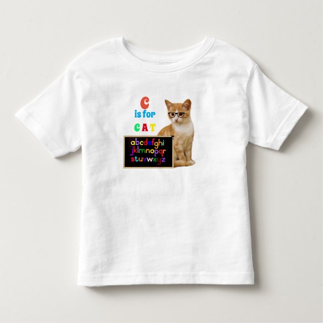 Alphabet Brev Stavning C är för Katt T Shirt (Framsida)