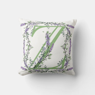 Alphabet brev Z Lavender Eucalyptus vattenfärg Kudde