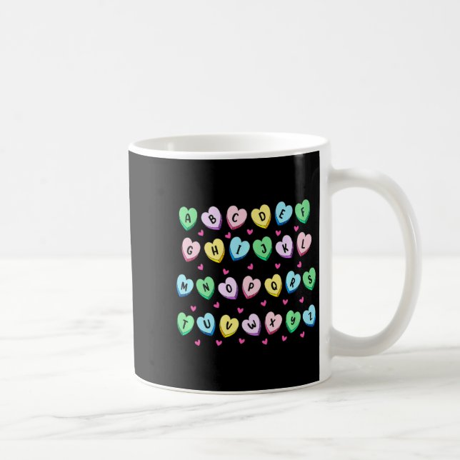 Alphabet Candy Heart Love Valentines Day Teacher  Kaffemugg (Höger)