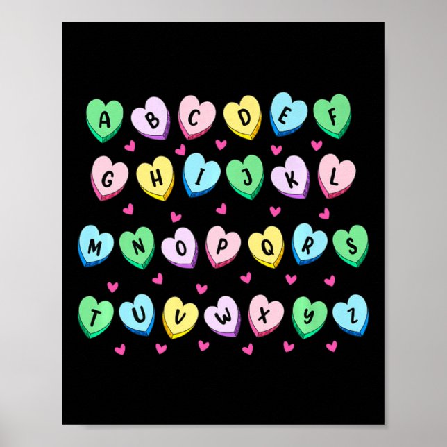 Alphabet Candy Heart Love Valentines Day Teacher  Poster (Framsidan)