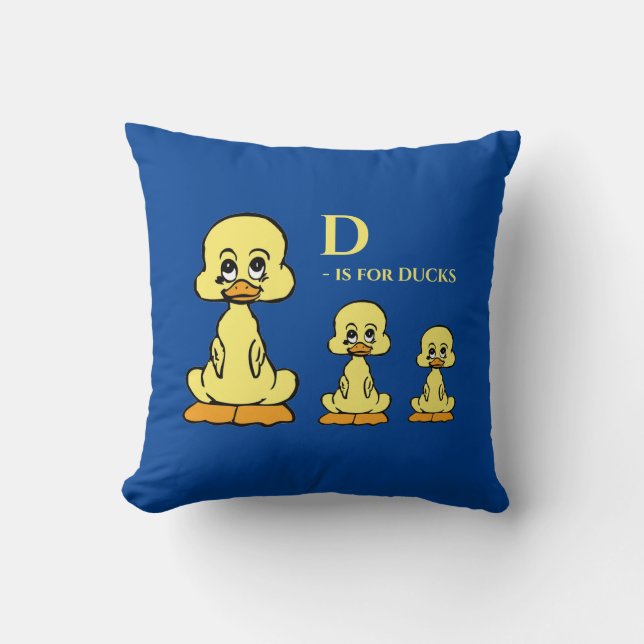 Alphabet D är avsett för Anka Cute Animals Kids Ba Kudde (Framsida)