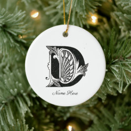 Alphabet d, brev d, monogram d, brev d julgransprydnad keramik