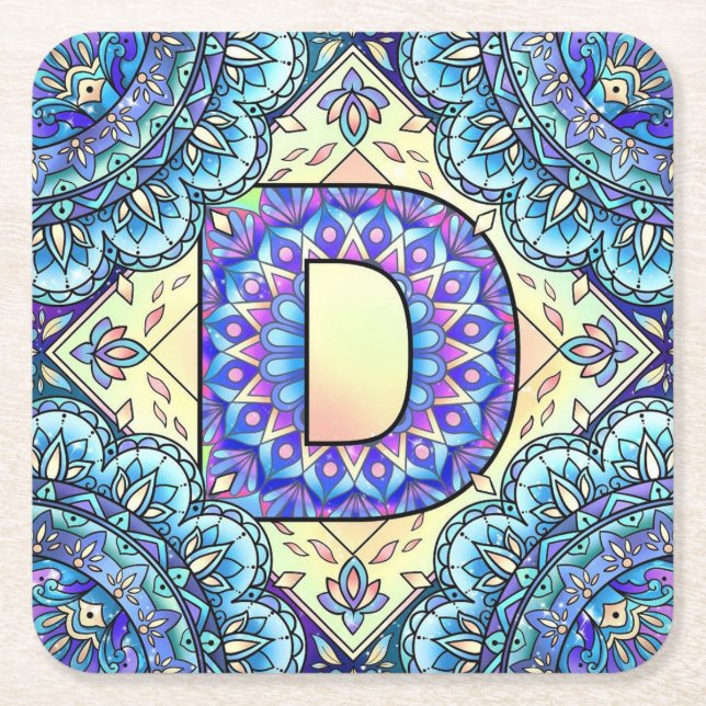 Alphabet D mandala Underlägg Papper Kvadrat (Framsidan)