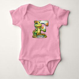 🦖💖 Alphabet Dino “F” Baby Jersey Bodysuit 👶✨ T Shirt