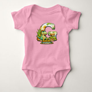 🦕💖 Alphabet Dino “G” Baby Jersey Bodysuit 👶✨ T Shirt