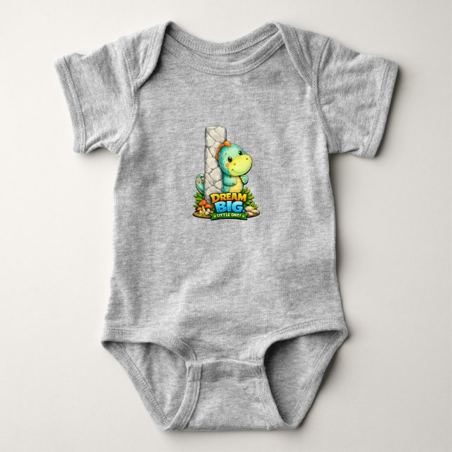 🦕✨ Alphabet Dino “I” Baby Jersey Bodysuit 👶💚 T Shirt (Framsida)