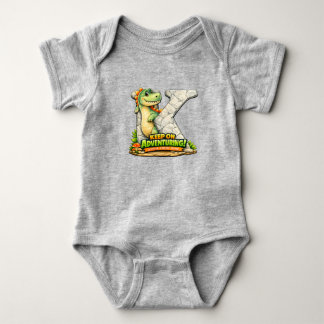 🦖✨ Alphabet Dino “K” Baby Jersey Bodysuit 👶💚 T Shirt