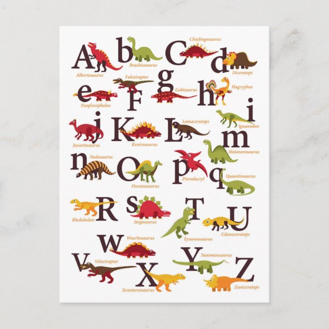 Alphabet Dinosaurs Helg Vykort (Framsida)