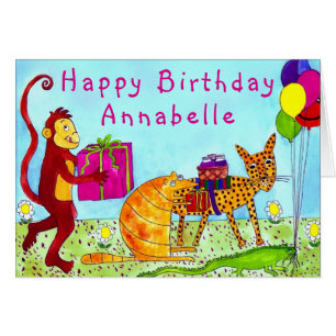 Alphabet Fiesta Birthday Card Personalize Hälsningskort