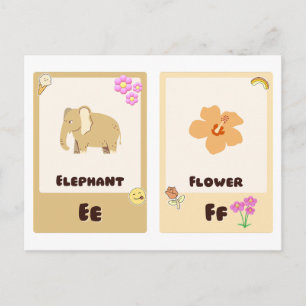 Alphabet Flashcards,ABC Utbildningskort E,F,G,H Vykort