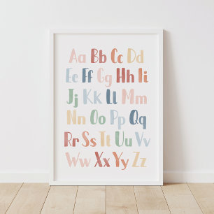 Alphabet för vattenfärg i regnbåge poster