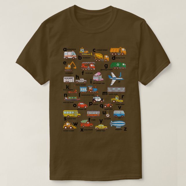 Alphabet Fordon ABCs Lower Fodral Learning Teacher T Shirt (Design framsida)