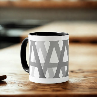 Alphabet Grått Brev Mönster Monogrammed Mugg