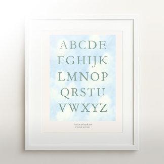 Alphabet – Green Nursery ABC Wall Art (16×20) Poster