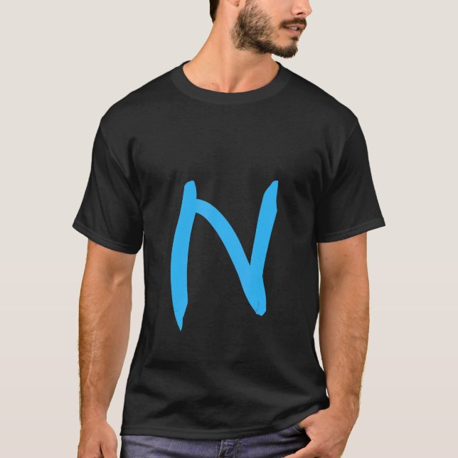 Alphabet Handwritten Letter N T Shirt (Framsida)