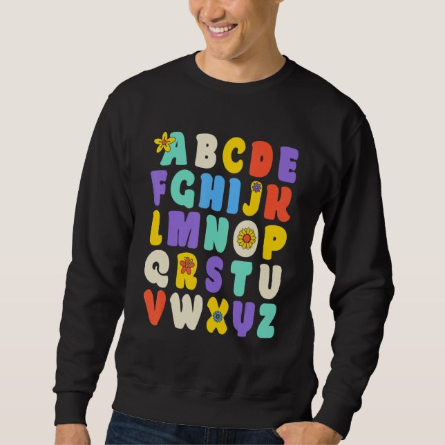 Alphabet Hi Back to school ABC Pre K Kindergarten Lång Ärmad Tröja (Framsida)