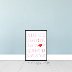 Alphabet I Kärlek You Valentine Day Sign Poster