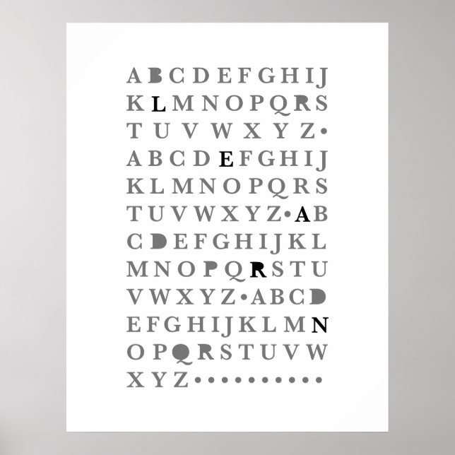 Alphabet Lär dig Brev Modern Typografi ABC Poster (Framsidan)