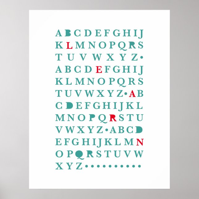 Alphabet Lär dig Brev Modern Typography ABC Poster (Framsidan)
