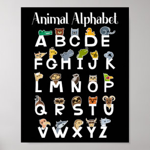 Alphabet Learning Kids Cute Animals ABC Poster