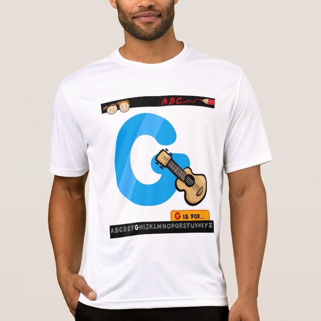 Alphabet Letter G is for Guitar T Shirt (Framsida)
