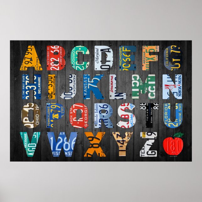 Alphabet License Plate Art Poster (Framsidan)