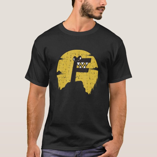 Alphabet Lore f Brev Boys Retro Sunset Mountain T Shirt (Framsida)