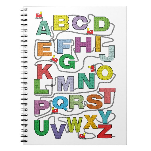 Alphabet Maze Puzzles Railroad Anteckningsbok (Framsidan)