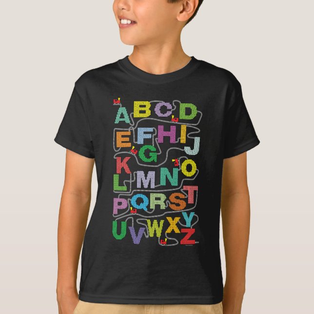 Alphabet Maze Puzzles Railroad T Shirt (Framsida)