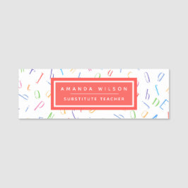 Alphabet Mönster - Suppleant Lärare / Tutor Namnbricka