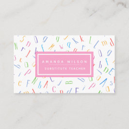 Alphabet Mönster - Suppleant Lärare / Tutor Visitkort