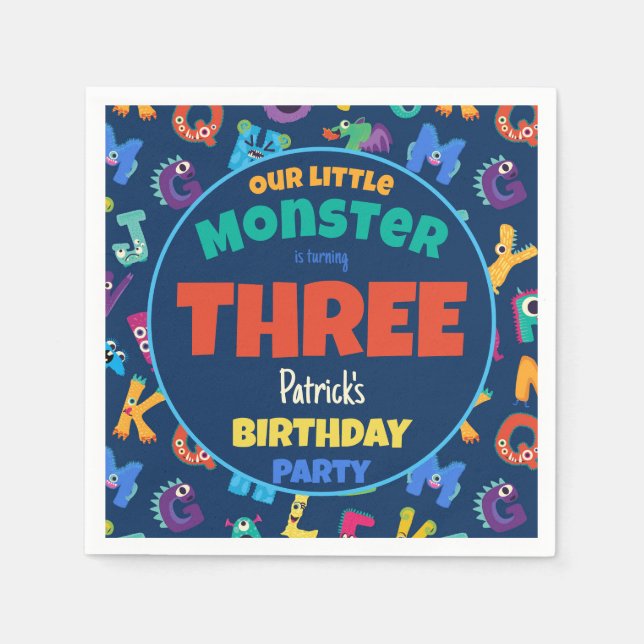 Alphabet Monsters Birthday Little Monster Add Age Pappersservett (Framsidan)