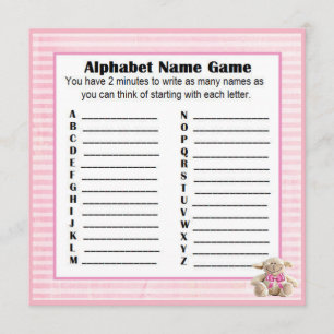 Alphabet Namn & Bingo Game Rosa Lamb för babyskor Inbjudningar