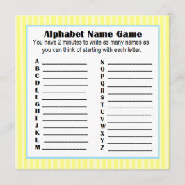 Alphabet Namn Game BINGO Gult och Blue Inbjudningar