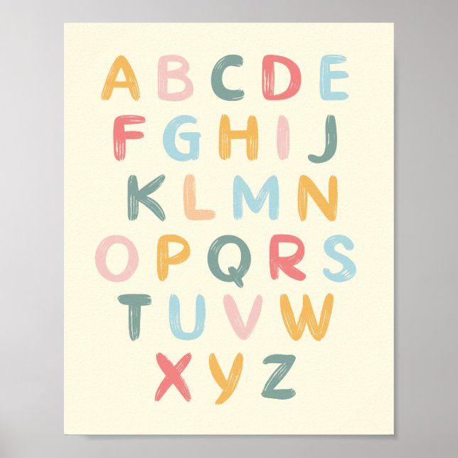 Alphabet Nursery Decor ABC-diagram Poster (Framsidan)